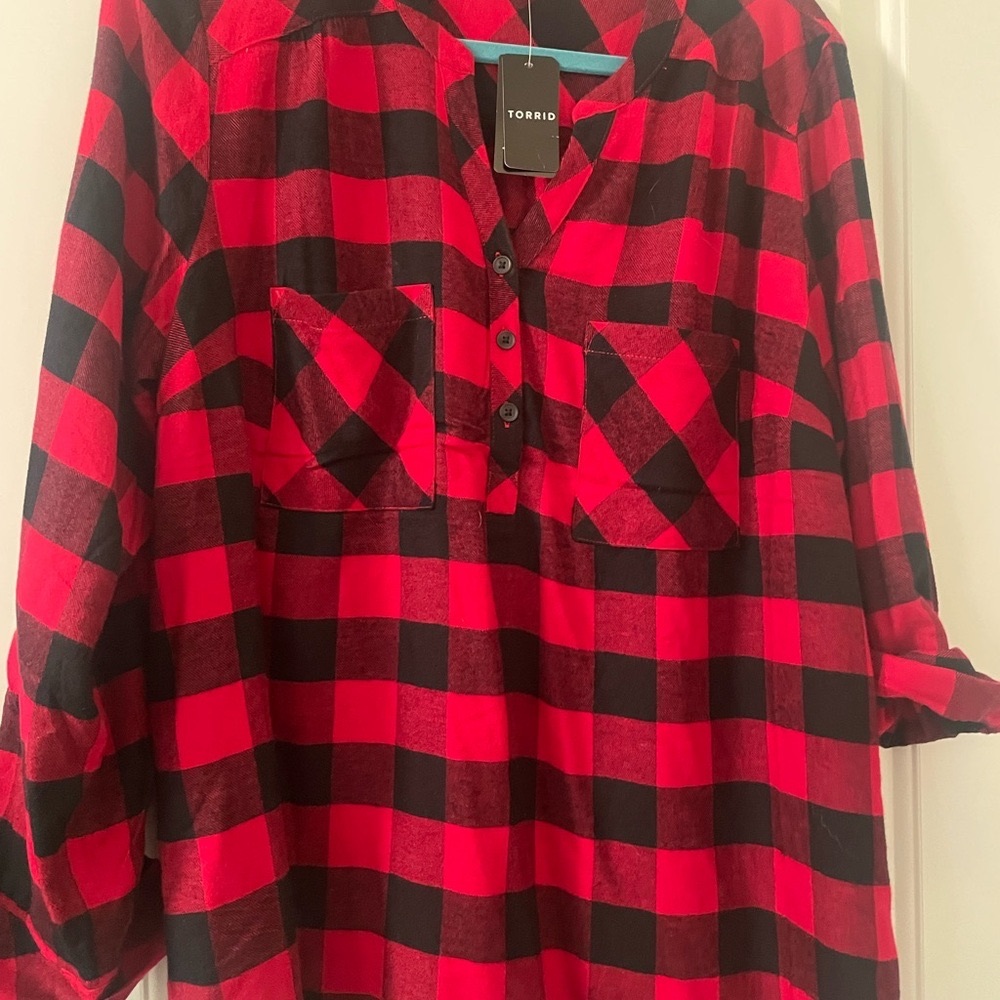 Torrid Red and Black Plaid Shirt